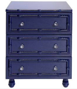 Worlds Away Peyton Navy Lacquer Bamboo Edged Nightstand